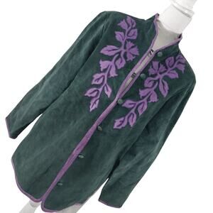 LINEA BY LOUIS DELL'OLIO! GENUINE SUEDE LEATHER! LAVENDER & TEAL JACKET! SZ L